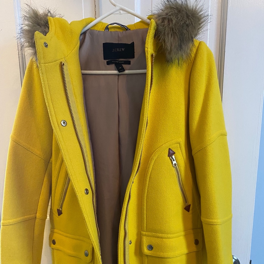 Jcrew yellow wool coat jacket chateau parka 4p EUC